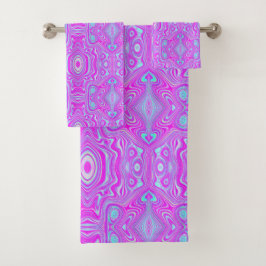 Trippy Roze en Aqua Blauwe Abstracte Patroon Bad Handdoek