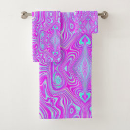 Trippy Roze en Aqua Blauwe Abstracte Patroon Bad Handdoek
