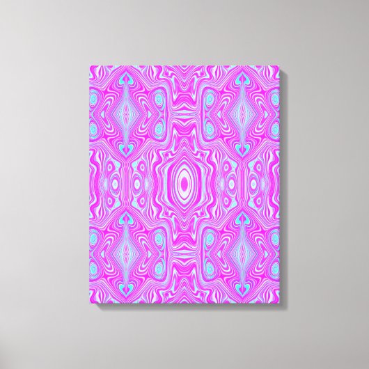 Trippy Roze en Aqua Blauwe Abstracte Patroon Canvas Afdruk (Voorkant)