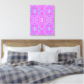 Trippy Roze en Aqua Blauwe Abstracte Patroon Canvas Afdruk (Insitu (Slaapkamer))