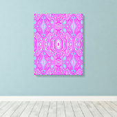 Trippy Roze en Aqua Blauwe Abstracte Patroon Canvas Afdruk (Insitu (Houten vloer))
