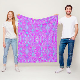 Trippy Roze en Aqua Blauwe Abstracte Patroon Fleece Deken