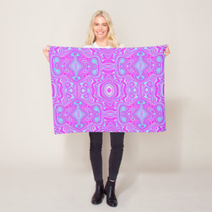 Trippy Roze en Aqua Blauwe Abstracte Patroon Fleece Deken