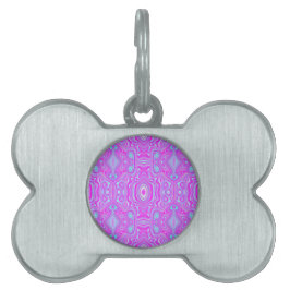 Trippy Roze en Aqua Blauwe Abstracte Patroon Huisdieren Naamplaatje