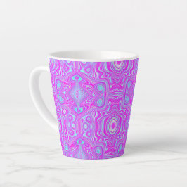 Trippy Roze en Aqua Blauwe Abstracte Patroon Latte Mok