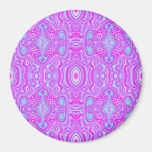 Trippy Roze en Aqua Blauwe Abstracte Patroon Magneet