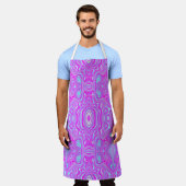 Trippy Roze en Aqua Blauwe Abstracte Patroon Schort (Gedragen)