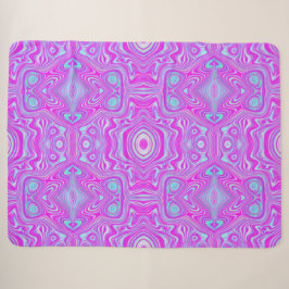 Trippy Roze en Aqua Blauwe Abstracte Patroon Sherpa Deken
