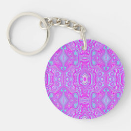 Trippy Roze en Aqua Blauwe Abstracte Patroon Sleutelhanger