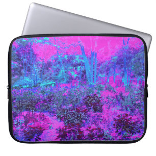 Trippy Roze en Blauwe Impressionistische Landschap Laptop Sleeve