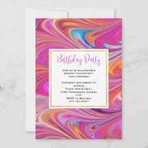 Trippy Roze en Oranje Draaiend Ontwerp Verjaardag