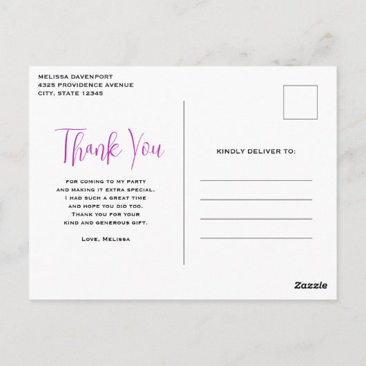 Trippy Roze en Oranje Swirly Design Dank u Briefkaart (Achterkant)