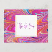 Trippy Roze en Oranje Swirly Design Dank u Briefkaart (Voorkant)