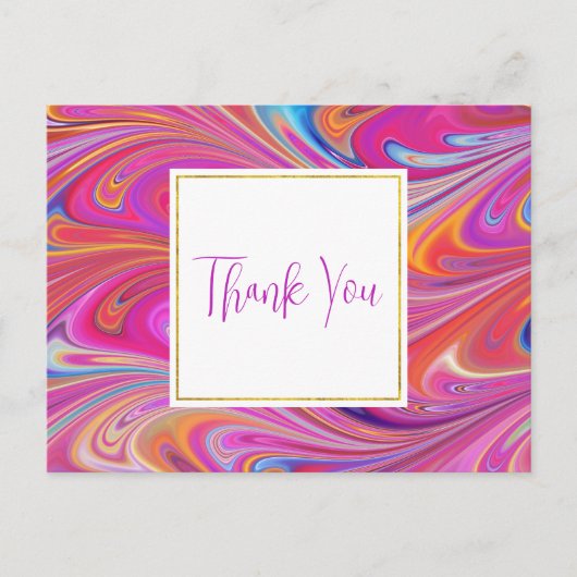 Trippy Roze en Oranje Swirly Design Dank u Briefkaart (Voorkant)