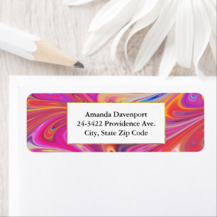 Trippy Roze en Oranje Swirly Design Etiket