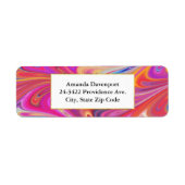 Trippy Roze en Oranje Swirly Design Etiket (Voorkant)