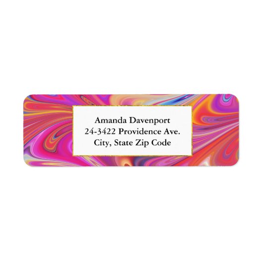 Trippy Roze en Oranje Swirly Design Etiket (Voorkant)
