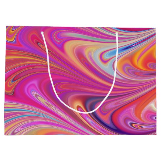 Trippy Roze en Oranje Swirly Design Groot Cadeauzakje (Achterkant)