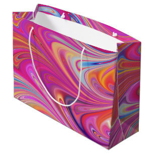 Trippy Roze en Oranje Swirly Design Groot Cadeauzakje
