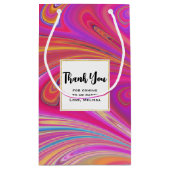 Trippy Roze en Oranje Swirly Design Klein Cadeauzakje (Achterkant)