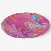 Trippy Roze en Oranje Swirly Design Papieren Bordje (Gekanteld)