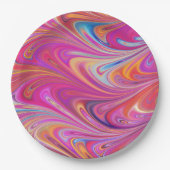 Trippy Roze en Oranje Swirly Design Papieren Bordje (Voorkant)