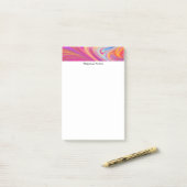 Trippy Roze en Oranje Swirly Design Post-it® Notes (Op bureau)