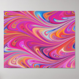 Trippy Roze en Oranje Swirly Design Poster