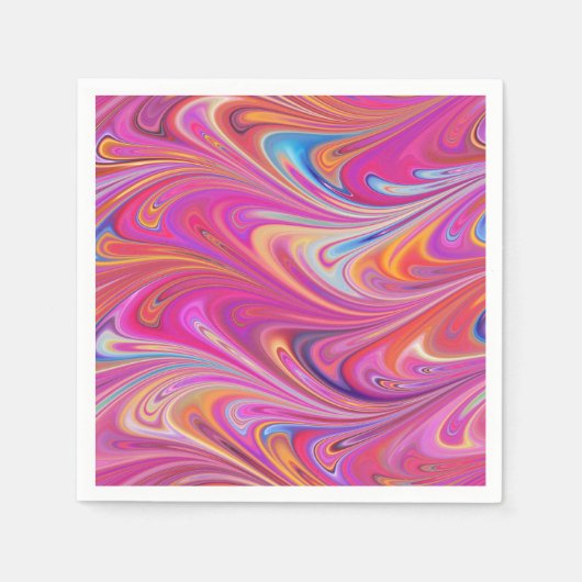 Trippy Roze en Oranje Swirly Design Servet (Voorkant)