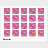 Trippy Roze en Oranje Swirly Design Vierkante Sticker (Vel)