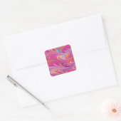Trippy Roze en Oranje Swirly Design Vierkante Sticker (Envelop)