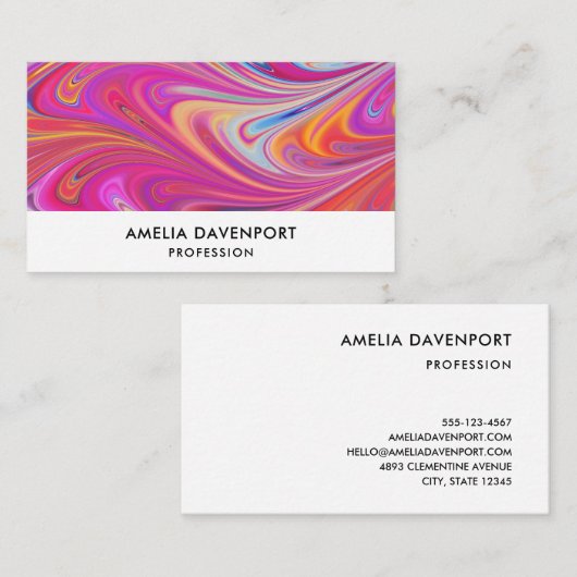 Trippy Roze en Oranje Swirly Design Visitekaartje (Voorkant / Achterkant)