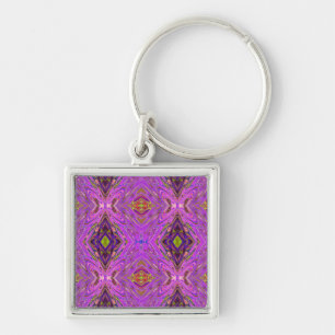 Trippy roze en Paars Abstract patroon Sleutelhanger