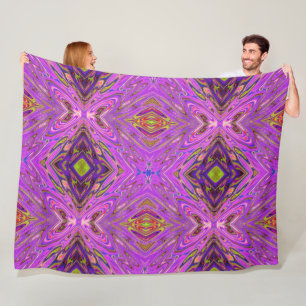 Trippy Roze en Paarse Abstract Patroon Fleece Deken