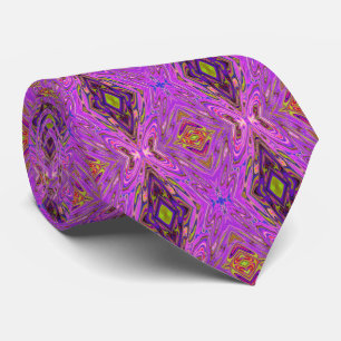 Trippy Roze en Paarse Abstracte Patroon Stropdas
