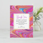 Trippy Roze en Sinaasappel Swirly Design Bruiloft Bedankkaart (Staand voorkant)