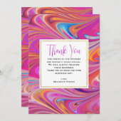 Trippy Roze en Sinaasappel Swirly Design Bruiloft Bedankkaart (Voorkant / Achterkant)