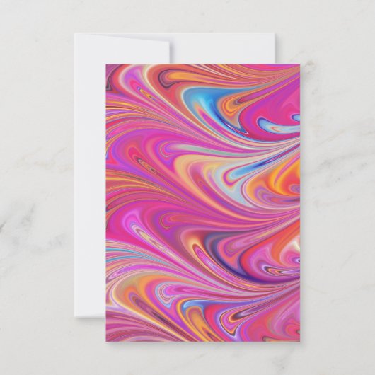 Trippy Roze en Sinaasappel Swirly Design Bruiloft RSVP Kaartje (Achterkant)
