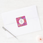 Trippy Roze en Sinaasappel Swirly Design Candle Cr Vierkante Sticker (Envelop)