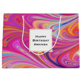 Trippy Roze en Sinaasappel Swirly Design Verjaarda Groot Cadeauzakje (Voorkant)