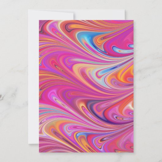 Trippy Roze en Sinaasappel Swirly Design Verjaarda Kaart (Achterkant)