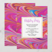 Trippy Roze en Sinaasappel Swirly Design Verjaarda Kaart (Voorkant / Achterkant)