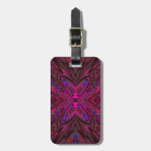 Trippy Roze, Rode en Blauwe Abstracte Vlinder Bagagelabel (Voorkant verticaal)
