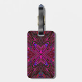 Trippy Roze, Rode en Blauwe Abstracte Vlinder Bagagelabel (Achterkant verticaal)