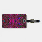Trippy Roze, Rode en Blauwe Abstracte Vlinder Bagagelabel (Achterkant horizontaal)