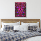 Trippy Roze, Rode en Blauwe Abstracte Vlinder Canvas Afdruk (Insitu (Slaapkamer))
