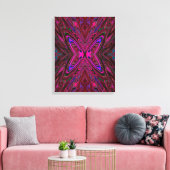 Trippy Roze, Rode en Blauwe Abstracte Vlinder Canvas Afdruk (Insitu (Woonkamer))