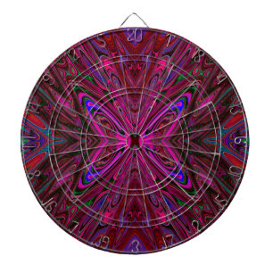 Trippy Roze, Rode en Blauwe Abstracte Vlinder Dartbord