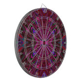 Trippy Roze, Rode en Blauwe Abstracte Vlinder Dartbord (Voorkant Links)