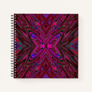 Trippy Roze, Rode en Blauwe Abstracte Vlinder Notitieboek